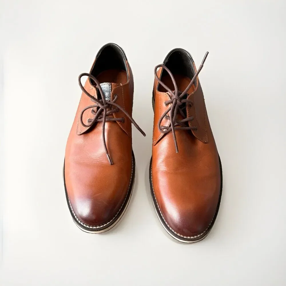 Section X Mens Dress Shoes Size 12 Brown Leather Jeremiah Plain Toe Oxfords